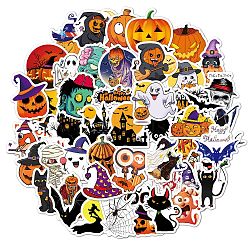 Halloween Themed PVC Sticker Labels, Self-adhesive Decals, for Suitcase, Skateboard, Refrigerator, Helmet, Mobile Phone Shell, Colorful, 60~80mm, 50pcs/set(HAWE-PW0001-054H)