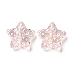 Transparent Acrylic Beads, AB Color Plated, Star, Pink, 19.5x19.5x9mm, Hole: 3.5mm(X-MACR-D074-07B)