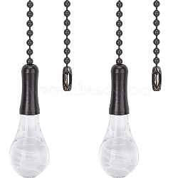 Glass Celling Fan Pull Chain Extender, with Iron Ball Chain, Light Bulb Pendant Decoration, Clear, 540mm(AJEW-WH0009-10P)