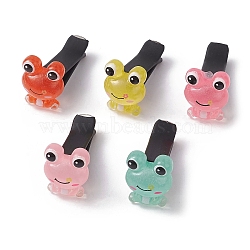 Frog Resin Car Air Vent Clips, Automotive Interior Trim, with Magnetic Ferromanganese Iron & Plastic Clip, Mixed Color, 20x15.5x34mm(JEWB-BR00145)