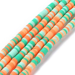 Handmade Polymer Clay Beads Strands, for DIY Jewelry Crafts Supplies, Heishi Beads, Disc/Flat Round, Coral, 3x0.6~1.2mm, Hole: 1.6~1.8mm, about 412pcs/strand, 15.94 inch(40.5cm)(CLAY-R089-3mm-013)