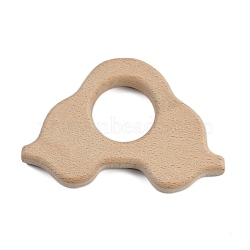 Natural Beech Wooden Baby Teething Toys, Teething Rings for Newborn Toddler Infant, Car, BurlyWood, 51x79x10mm, Hole: 25mm(WOOD-U003-03)