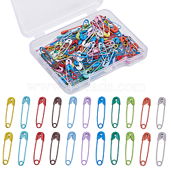 2 Boxes 2 Style Iron Safety Pins, Mixed Color, 18.5~19x4.5~5x1.5~2mm, 1 box/style(IFIN-CP0001-02B)