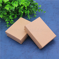 Kraft Paper Cardboard Jewelry Set Boxes, Ring & Earring & Necklace Box, Rectangle, BurlyWood, 9x7x2.7cm(CBOX-WH0001-D04)