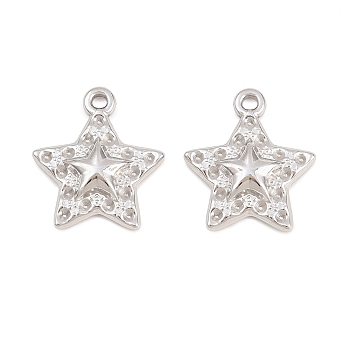Star 304 Stainless Steel Rhinestone Settings, Point Back Pendant Base, Long-Lasting Plated, Stainless Steel Color, Fit For 0.8mm Rhinestone, 16x14x3mm, Hole: 1.4mm