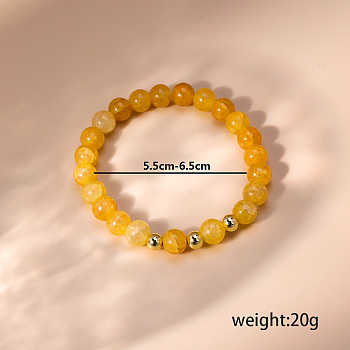 Natural Citrine Beaded Stretch Bracelets for Women, Inner Diameter: 1/4 inch(0.55cm)~1/4 inch(0.65cm)