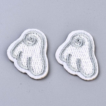 Angel Wing Appliques, Computerized Embroidery Cloth Iron on/Sew on Patches, Costume Accessories, Snow, 31.5x27x1.5mm