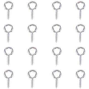 Iron Screw Eye Pin Peg Bails, For Half Drilled Beads, Silver, 13x6.5x1.5mm, Hole: 4mm, Pin: 1.5mm
