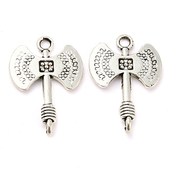 Tibetan Style Alloy Connector Charms, Cadmium Free & Lead Free, Axe Links, Antique Silver, 24x16x4mm, Hole: 2mm & 1mm, about 526pcs/1000g