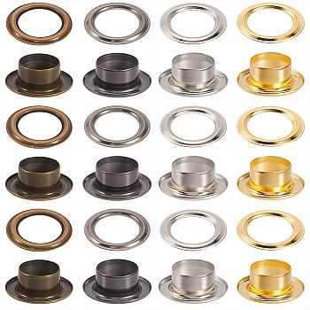 200 Sets 4 Colors Iron Grommet Eyelet Findings, with Washers, for Bag Repair Replacement Pack, Mixed Color, 11x4mm, Inner Diameter: 8mm, 50pcs/set