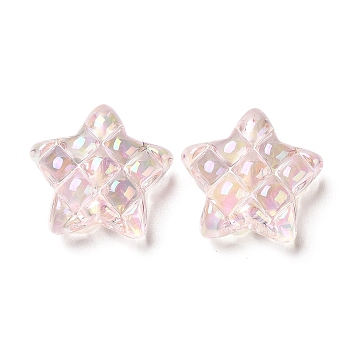 Transparent Acrylic Beads, AB Color Plated, Star, Pink, 19.5x19.5x9mm, Hole: 3.5mm