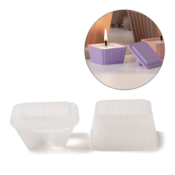 DIY Silicone Candle Holder Molds, for Candle Making, Trapezoid, White, 4.3x4.3x2.1cm, Inner Diameter: 3x3cm