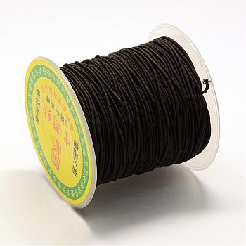 Round Elastic Cord, with Fibre Outside and Rubber Inside, Black, 1.2mm, about 38.27~43.74 yards(35~40m)/roll