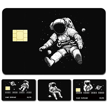 Rectangle PVC Plastic Waterproof Card Stickers, Self-adhesion Card Skin for Bank Card Decor, Spaceman, 186.3x137.3mm