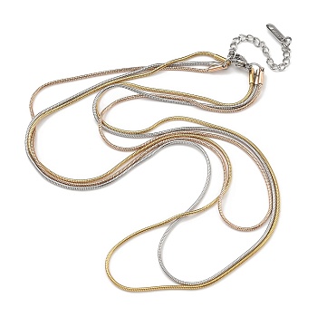 304 Stainless Steel Multi Layered Round Snake Chain Necklaces, Mixed Color, 17.72 inch(45cm)