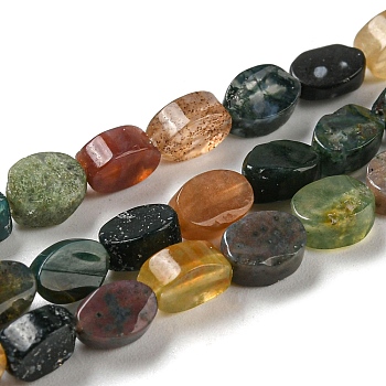 Natural Indian Agate Beads Strands, Flat Oval, 6~6.5x4~4.5x2.5mm, Hole: 0.6mm, about 64pcs/strand, 15.94''(40.5cm)
