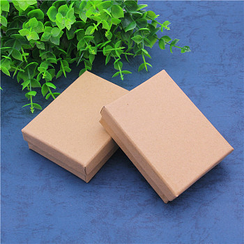 Kraft Paper Cardboard Jewelry Set Boxes, Ring & Earring & Necklace Box, Rectangle, BurlyWood, 9x7x2.7cm