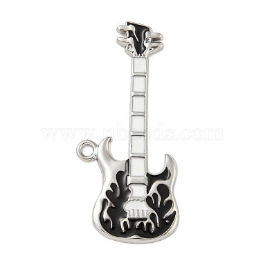 Platinum Black Guitar Alloy+Enamel Big Pendants