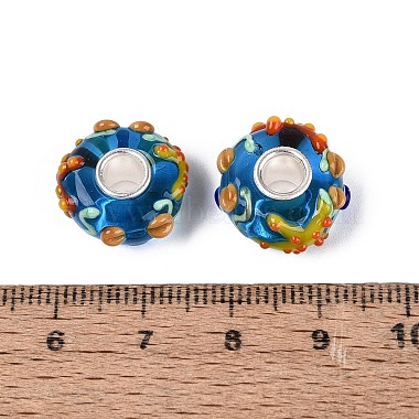 3D Lampwork & Brass Core European Beads(LAMP-Q042-01A)-3