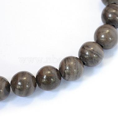 Natural Black Wood Lace Stone Round Bead Strands(G-E334-8mm-03)-2