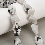 Natural Moonstone Beads Strands, Raw Rough, Nuggets, with Seed Beads, 13~23x12~16x6~13mm, Hole: 1mm, about 11~13pcs/strand, 7.44''(18.9cm)~7.99''(20.3cm)(GG-CBA0B77-A28-03)