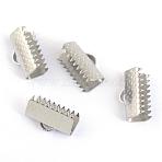Tarnish Resistant 304 Stainless Steel Ribbon Crimp Ends, Stainless Steel Color, 7~8x13mm, Hole: 2.5mm(STAS-S047-059)