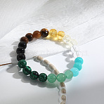 Natural Tiger Eye & Amazonite & Synthetic Malachite & Glass Round Bead Stretch Bracelets, Bleesing Feng Shui Bracelets for Men Women, Colorful, Inner Diameter: 2-1/4 inch(5.7cm)(WG6A8BD-06)