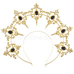 Plastic Goddess Crown Hair Bands, Hair Accessories for Women Girls Wedding Party Decoration, Gold, 270x310x3mm(OHAR-WH20010-02C)