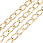 Aluminium Teardrop Link Chains, Textured, Unwelded, with Spool, Golden, 14x8x1.5mm, about 65.62 Feet(20m)/Roll(CHA-Q001-14G)