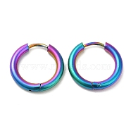 Ion Plating(IP) Titanium Alloy Huggie Hoop Earrings for Women, Rainbow Color, 10 Gauge, 17x2.5mm(EJEW-A100-01E-RC)
