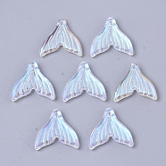 Transparent Glass Pendants, AB Color Plated, Mermaid Fishtail, Clear AB, 19x19.5x3.5mm, Hole: 1.2mm(GLAA-S190-009A-A01)