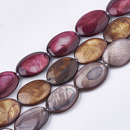 Freshwater Shell Beads Strands, Dyed, Oval, Mixed Color, 17.5~18x12~13x3mm, Hole: 1mm, about 23pcs/strand, 16.3 inch(SHEL-S274-37)