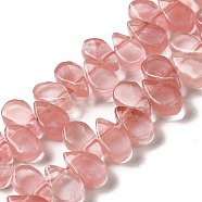 Cherry Quartz Glass Beads Strands, Teardrop, Top Drilled, 9~10x5~5.5x3.5~4mm, Hole: 0.7mm, about 40~48pcs/strand, 7.09~7.28''(18~18.5cm).(G-B064-B49)