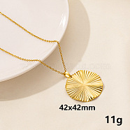 Vintage Stainless Steel Geometric Flat Round Pendant Necklace for Women(AO1780-6)