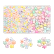 240Pcs 3 Style Transparent Acrylic Beads, Frosted, Bead in Bead, Mix-shaped, Mixed Color, 12~13x12~17x6~9.5mm, Hole: 2~2.5mm(FACR-YW0001-04)