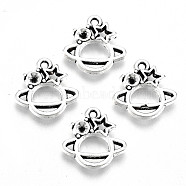 Tibetan Style Alloy Charms Rhinestone Settings, Lead Free & Cadmium Free, Planet with Star, Antique Silver, Fit for 1.5mm rhinestone, 12x12x1.5mm, Hole: 1mm, about 1000pcs/500g(TIBE-S323-002AS-RS)