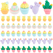 Elite 60Pcs 5 Style Opaque Resin Cabochons, Cactus, Mixed Color, 17.8~22x13~18.5x6.5~10mm, 12pcs/style(RESI-PH0001-62)