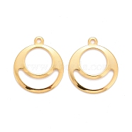 201 Stainless Steel Pendants, Round Ring, Real 24k Gold Plated, 18.5x16x1.2mm, Hole: 1.4mm(STAS-K217-48G)