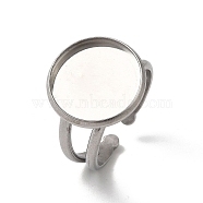304 Stainless Steel Cuff Ring Settings, Round, Stainless Steel Color, Tray: 14mm, 2.8~7.5mm, Inner Diameter: 18mm(STAS-E202-02A-P)