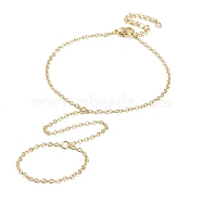 Brass Cable Chain Ring Bracelets for Women, Golden, 6-7/8 inch(17.5cm)(BJEW-L690-01G)