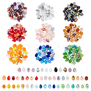 225Pcs 9 Color Opaque & Transparent Glass Beads, Faceted, Teardrop, Mixed Color, 5.5x7.5mm, Hole: 1.5mm, 25pcs/color(GLAA-NB0001-64)