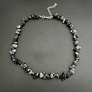 Natural Snowflake Obsidian Chip Beaded Necklaces for Women(IW6789-33)