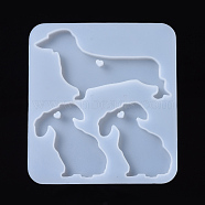 Dog Pendant Silhouette Silicone Molds, Resin Casting Molds, For UV Resin, Epoxy Resin Jewelry Making, White, 104x95.5x5.5mm, Dog: 47.5x70mm and 47.5x32.5mm(X-DIY-I026-12)