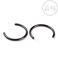 Hypoallergenic Bioceramics Zirconia Ceramic Ring Stud Earrings, Half Hoop Earrings, No Fading and Nickel Free, Black, 30x2.5x27mm(EJEW-Z023-01G)