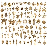 97Pcs Alloy Pendants, for Jewelry Necklace Bracelet Earring Making Crafts, Mixed Shapes, Antique Golden, 6~27x6~24mm(JX214A)