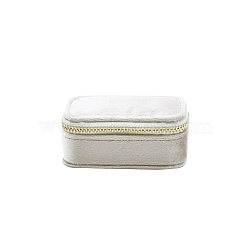 Velet Jewelry Box, Travel Portable Jewelry Case, Zipper Storage Boxes, for Rings, Earrings, Rectangle, White, 8.5x4.5~4.7x3.8cm(CON-PW0001-185C)