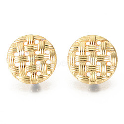 Alloy Stud Earring Findings, with Loop, Cadmium Free & Lead Free, Flat Round, Real 18K Gold Plated, 19.5mm, Hole: 3.5mm, Pin: 0.7mm(PALLOY-R134-08-RS)