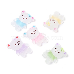 Transparent Resin Cabochons, Bear, Mixed Color, 39x28.5x0.95mm(CRES-K008-01)