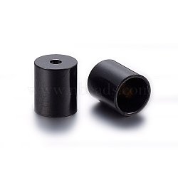304 Stainless Steel Cord Ends, End Caps, Column, Electrophoresis Black, 5x4mm, Hole: 1.5mm, Inner Diameter: 3mm(STAS-H467-09B-3mm)
