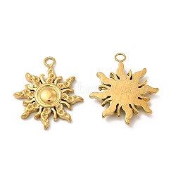 Ion Plating(IP) 304 Stainless Steel Pendants, Sun Charm, Real 18K Gold Plated, 19.5x17x2.5mm, Hole: 1.8mm(STAS-A070-14G)